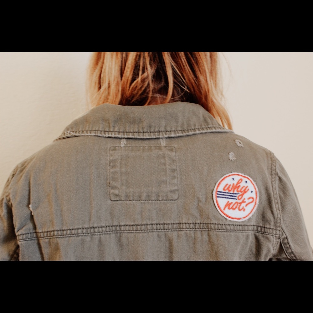 Green Army Jacket with Patches